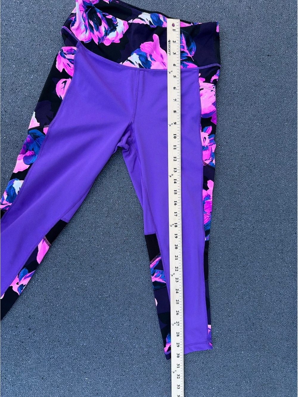 LuLaRoe RISE Collection Women's Purple Floral Activewear Leggings Yoga Pants - Picture 6 of 6